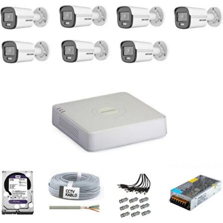 Colorvu Gece-Karanlıkta Renkli 7 Ahd Kameralı Güvenlik Kamera Kuruluma Hazır Set