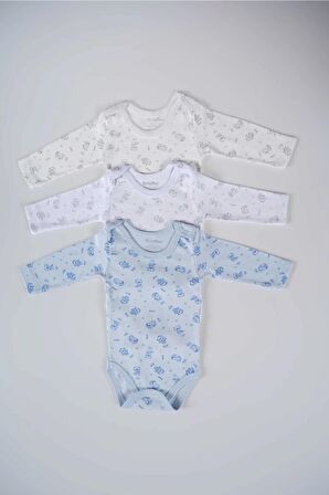 BABYTOO 3'LÜ KARIŞIK DESENLİ UZUN KOLLU BEBEK ÇITÇITLI BADİ