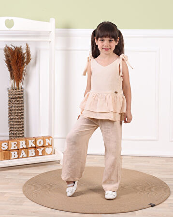 Serkon Kız Askılı Bluz Müslin Takım SER-0853