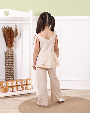 Serkon Kız Askılı Bluz Müslin Takım SER-0853