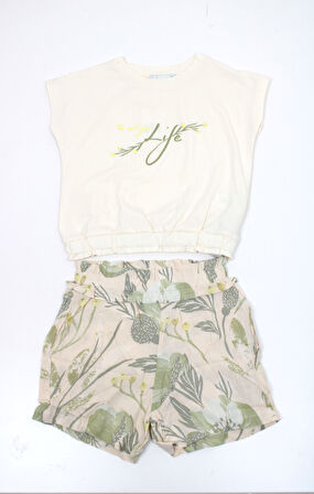 Kız Çocuk Dokuma Şortlu Takım 3800-065