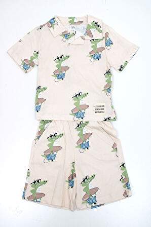 Tuffy Erkek Çocuk Yakalı Desenli Şortlu Takım TUF-1468