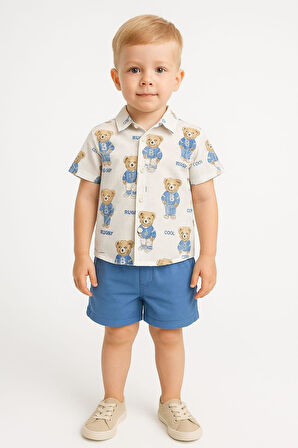 Tuffy Erkek Bebek Ayıcık Gömlekli Takım TUF-1407