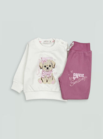 Kız Bebek Baskılı Eşofman Takımı BRE-22159