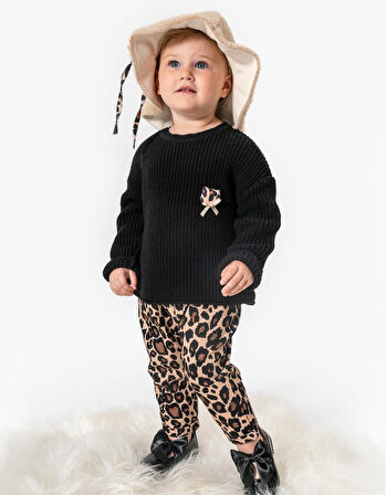 Kız Bebek Leopar Desenli 3'lü Takım NOY-9349