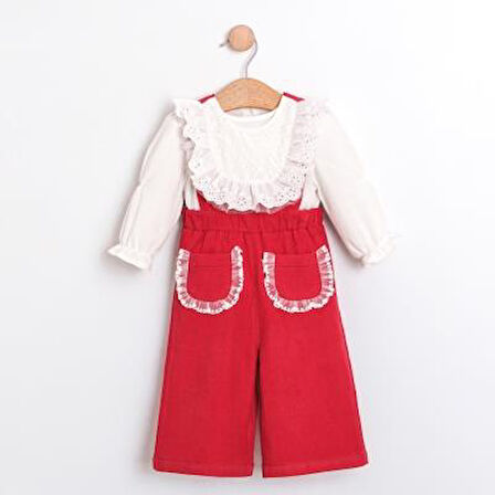 Kız Bebek Gömlekli Pantolonlu Tulum Takımı CMN-3754