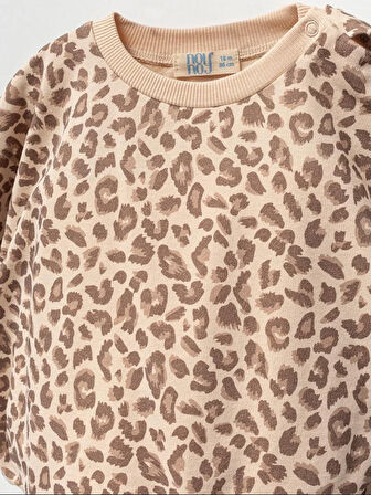 Kız Bebek Leopar Desenli 3'lü Takım NOY-9329