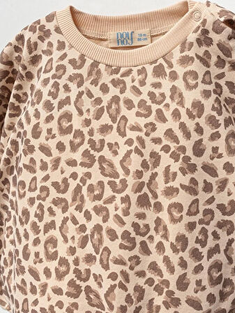 Kız Bebek Leopar Desenli 3'lü Takım NOY-9329