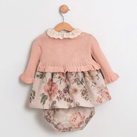 Kız Bebek Ceketli Güpürlü Donlu Elbise Takımı MAR-155-1