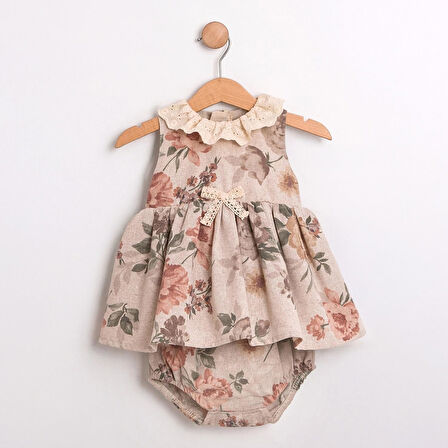 Kız Bebek Ceketli Güpürlü Donlu Elbise Takımı MAR-155-1