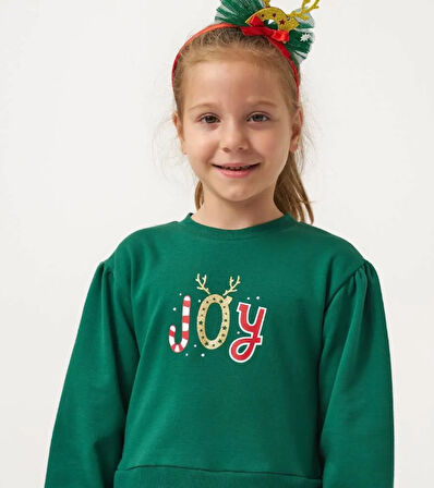 Kız Çocuk Joy Baskılı Tüllü Yıllbaşı Elbisesi NBK-24908