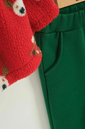 Kız Bebek Peluş Ceketli Takım Yılbaşı Yeniyıl Temalı NBK-972