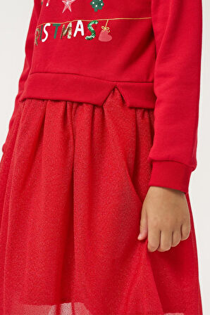 Kız Çocuk Merry Simli Kız Yılbaşı Elbisesi NBK-24905