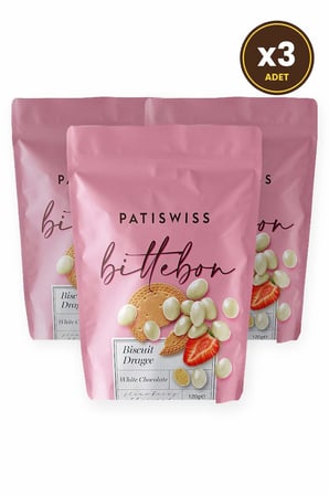 Çilek Aromalı Beyaz Çikolatalı Bisküvi Draje 120G X 3 Adet