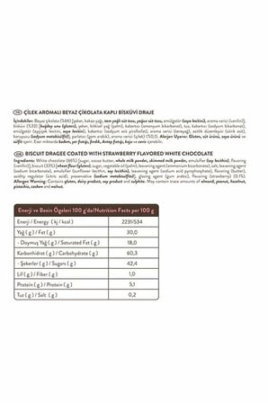 Çilek Aromalı Beyaz Çikolatalı Bisküvi Draje 120G X 6 Adet