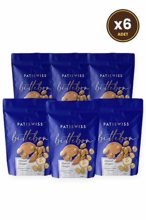 Muz Aromalı Karamelli Beyaz Çikolatalı Bisküvi Draje 120G X 6 Adet