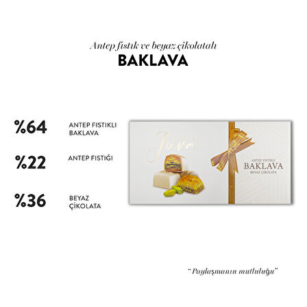 Juva Beyaz Çikolata Kaplı Antep Fıstıklı Baklava, 230G