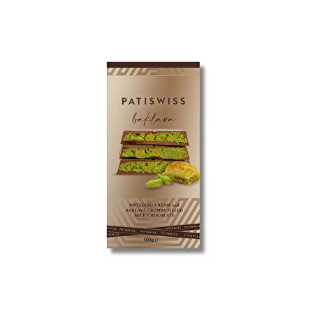 Antep Fıstıklı Krema ve Baklava Kırıntılı Sütlü Çikolata, 100G