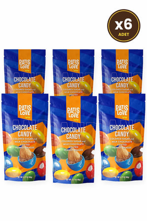 Patislove Renkli Şeker Kaplı Sütlü Çikolatalı Bütün Yer Fıstığı Draje, 90G X 6 Adet 