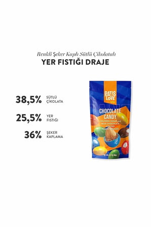 Patislove Renkli Şeker Kaplı Sütlü Çikolatalı Bütün Yer Fıstığı Draje, 90G X 6 Adet 