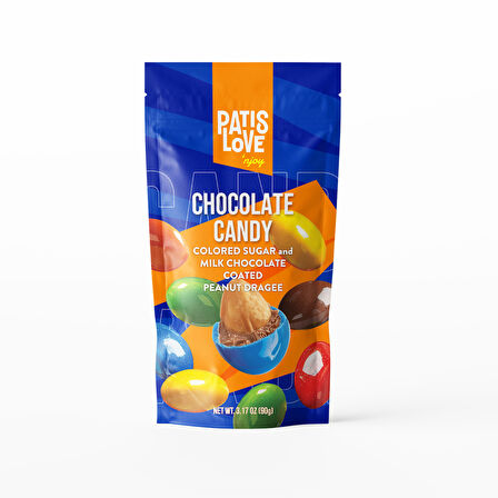Patislove Renkli Şeker Kaplı Sütlü Çikolatalı Bütün Yer Fıstığı Draje, 90G