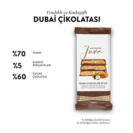 Juva Fındıklı ve Kadayıflı Dubai Çikolatası, 100G