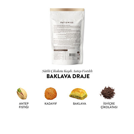 Juva Sütlü Çikolata Kaplı Antep Fıstıklı Baklava Draje, 80G