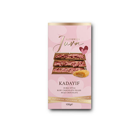 Özel Tasarım Juva Ruby Çikolata ve Kadayıflı Dubai Çikolatası, 100G
