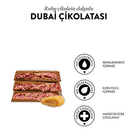 Özel Tasarım Juva Ruby Çikolata ve Kadayıflı Dubai Çikolatası, 100G