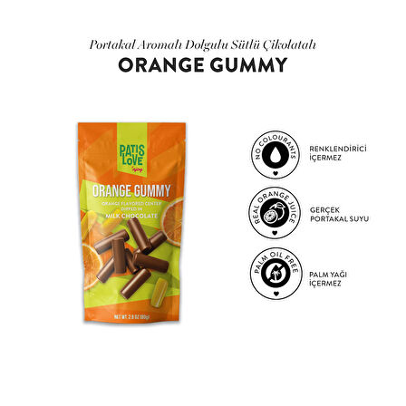 Patislove Sütlü Çikolata Kaplı Portakallı Yumuşak Şekerleme, 80G