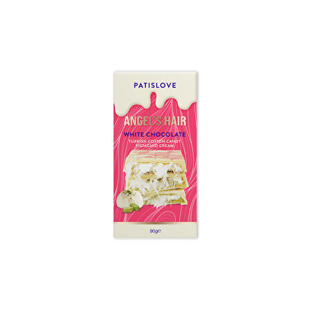 Patislove Antep Fıstığı Kremalı ve Pişmaniye Dolgulu Beyaz Çikolata, 90G