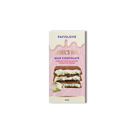 Patislove Antep Fıstığı Kremalı ve Pişmaniye Dolgulu Sütlü Çikolata, 90G