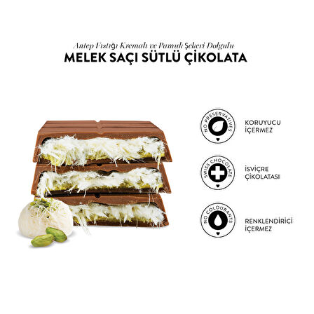 Patislove Antep Fıstığı Kremalı ve Pişmaniye Dolgulu Sütlü Çikolata, 90G