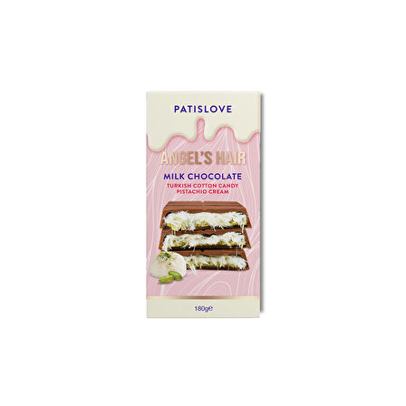 Patislove Antep Fıstığı Kremalı ve Pişmaniye Dolgulu Sütlü Çikolata, 180G