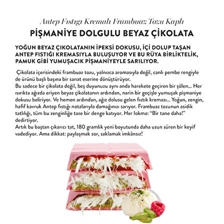 Patislove Antep Fıstığı Kremalı Ve Pişmaniye Dolgulu Frambuaz Tozlu Beyaz Çikolata, 180g