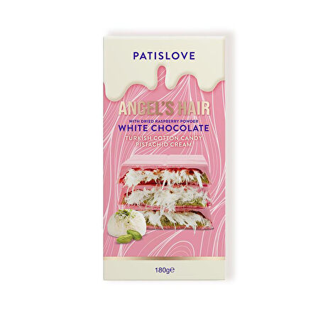 Patislove Antep Fıstığı Kremalı Ve Pişmaniye Dolgulu Frambuaz Tozlu Beyaz Çikolata, 180g