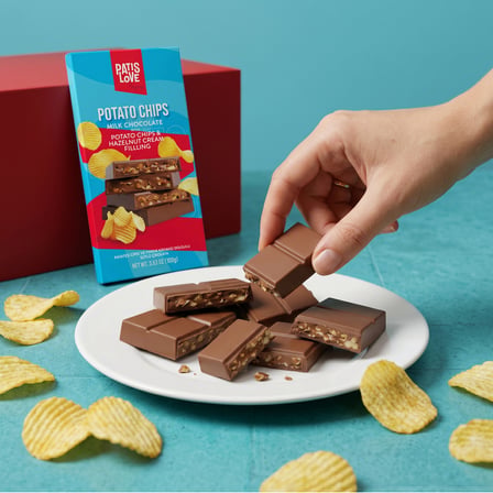Patates Cipsi ve Fındık Kreması Dolgulu Sütlü Çikolata, 100G