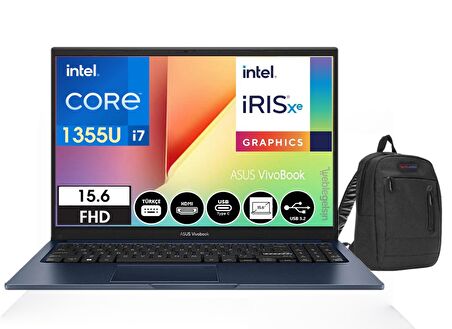 Asus Vivobook 15 İntel Core I7-1355U 40GB 2TB SSD 15.6" Dos FHD Dizüstü Bilgisayar X1504VA-NJ41016+WebleGelsinÇanfa
