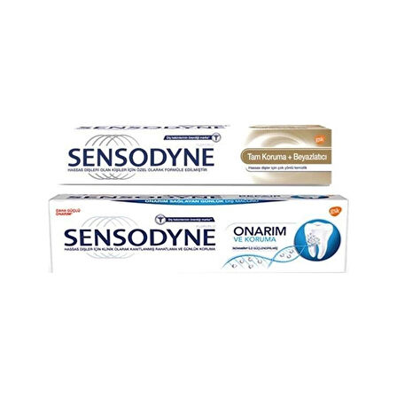 Sensodyne Tam Koruma + Beyazlatıcı Diş Macunu 50 ML + Onarım ve Koruma Diş Macunu 75 ML