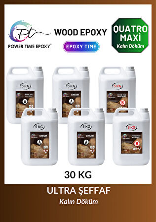 30 Kg Wood Epoxy Quatro Maxi/ Kalın Döküm Şeffaf Epoksi Reçine Sehpa, Masa Için (YENİ)