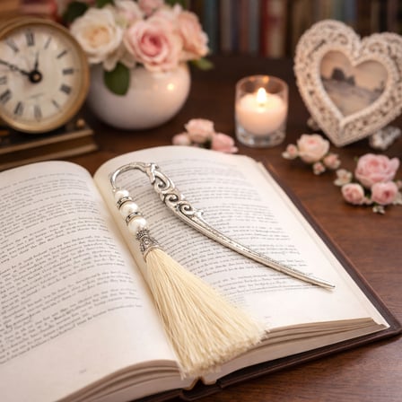 🤍 Pearl Whisper – İnci Detaylı Kitap Ayracı