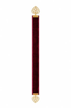 Hanori Accessory Bordo Kadife Kurdele Kitap Ayracı – Altın Renk Kalp Detaylı