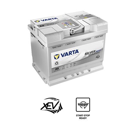 12V 60 Ah Amper 680a CCA Silver Dynamic AGM A8/D52 Akü