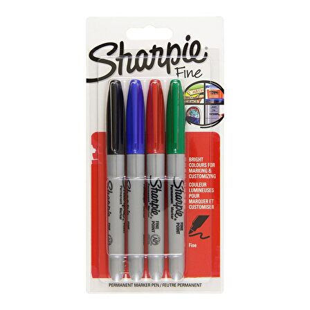 Sharpie Fine Permanent Markör Kalem Standart Renkler 4'lü Paket