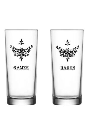 2 Li Isimli Kişiye Özel Baskılı Rakı Bardağı Ve Meşrubat Bardağı Hediyelik