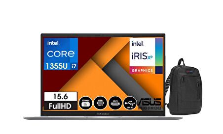 Asus Vivobook 15 İntel Core I7-1355U 40GB 512GB SSD 15.6" Dos FHD Dizüstü Bilgisayar X1504VA-NJ39514+WebleGelsinÇanfa
