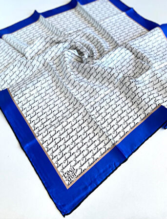 Levidor Tivil Saf İpek Eşarp 48962 Mavi Karışık Desen