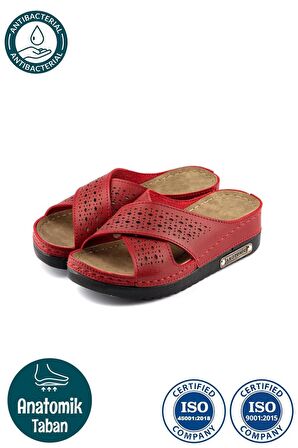 Kadın Ortopedik Yumuşak Tabanlı Terletmeyen Çift Bantlı Hasır Tipi Delikli Rahat Anne Ev İçi Terliği