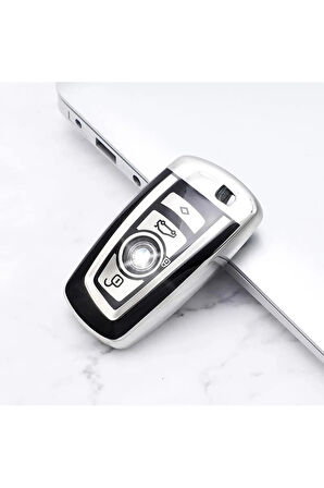 Bmw F10 F20 F30 F32 F22 X5 X3 X1 Anahtar Kılıfı Parlak Gümüş Renk