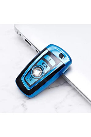 Bmw X5 F15 Anahtar Kılıfı Parlak Mavi Renk